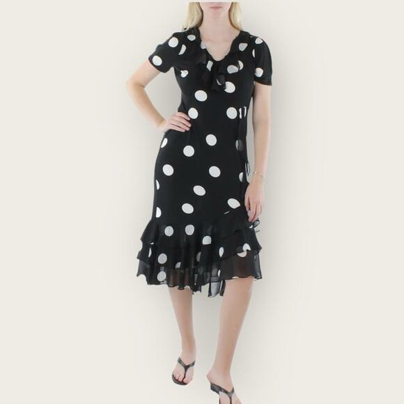 NWT | Karl Lagerfeld | Dotted Long Maxi Dress | Black/White | Size 8 - Picture 1 of 14